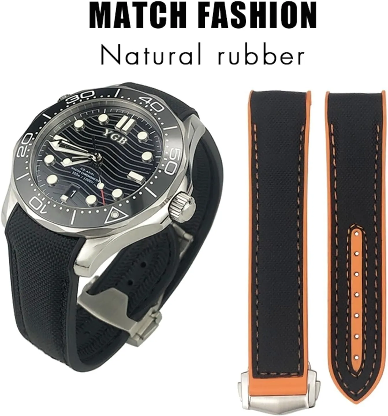 300 Pointed Clasp Silicone Watch Strap Rubber Nylon realization Leather Watchband 19 20mm 22 21mm Watchbands For Omega Planet Ocean Seamaster Diver 