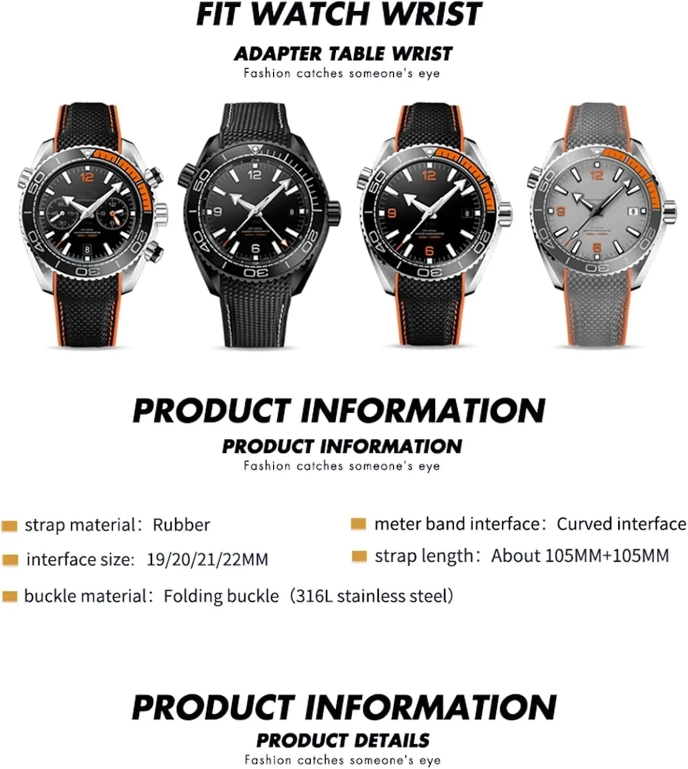 300 Pointed Clasp Silicone Watch Strap Rubber Nylon realization Leather Watchband 19 20mm 22 21mm Watchbands For Omega Planet Ocean Seamaster Diver 