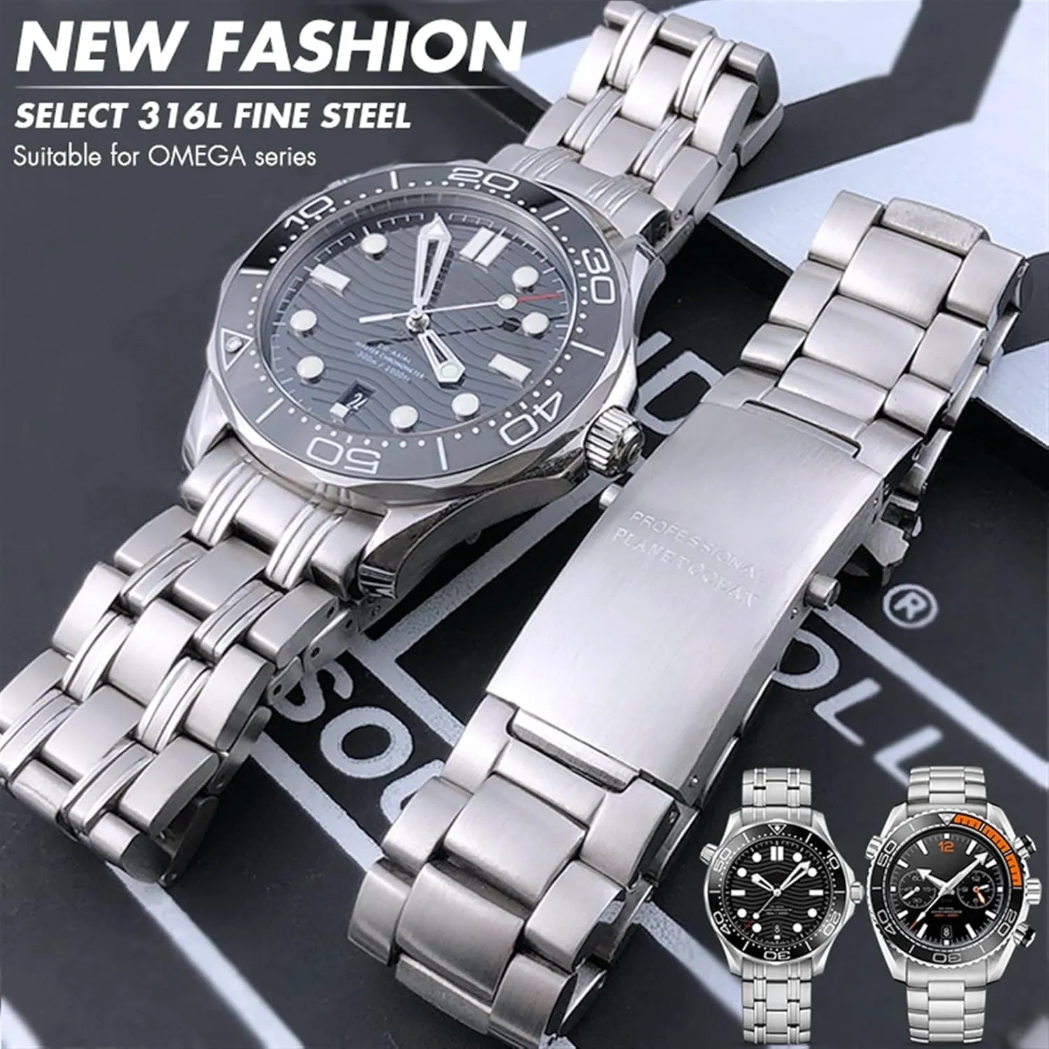 316L Stainless Steel Watchband Fit For Omega hillbilly dozen bonanza 007 300 Planet Ocean Speedmaster Watch Strap Solid Bracelets 18mm 20mm 22mm 