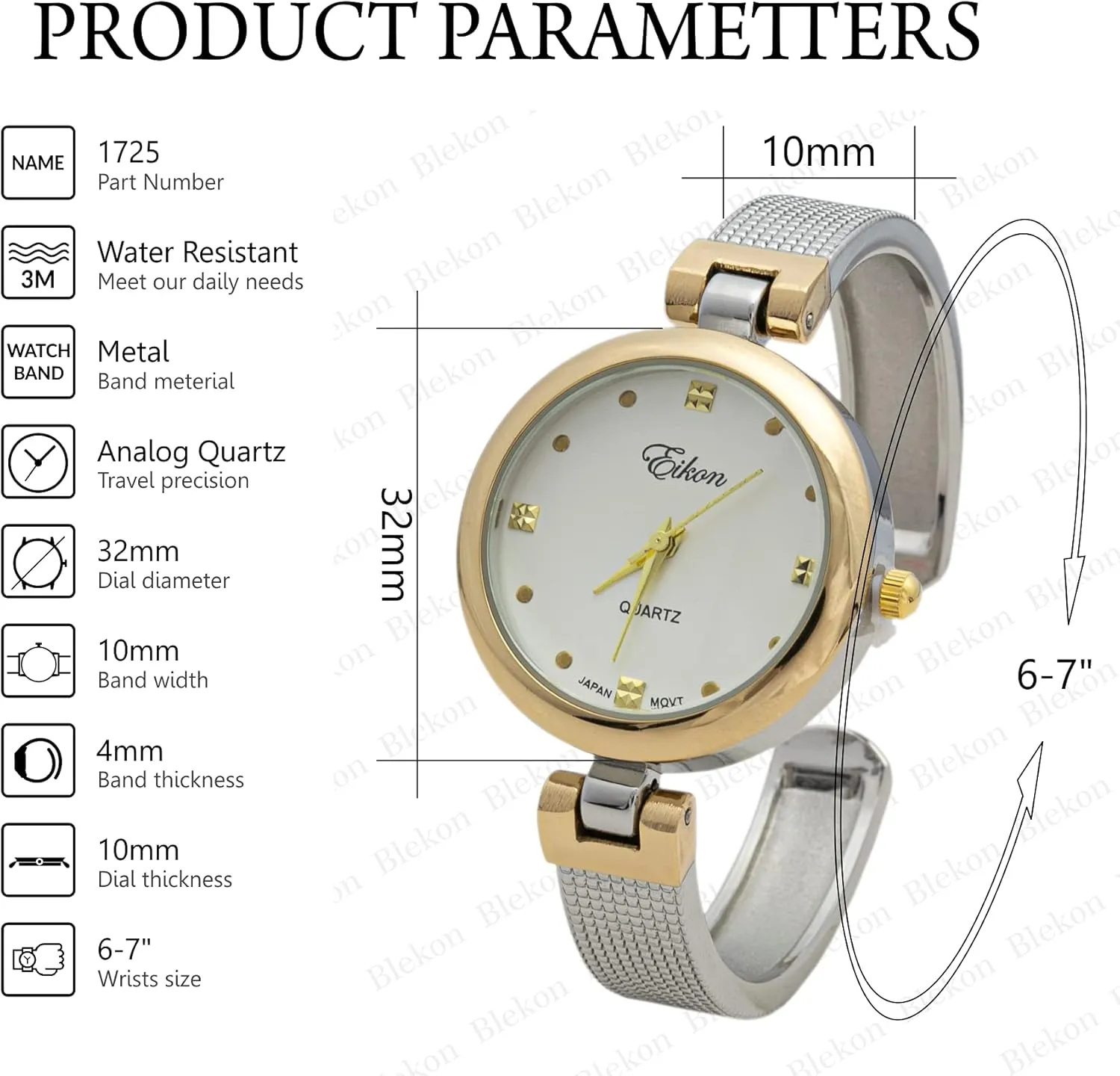 32mm Classic Dial Dotted Textured Cuff Bangle Watch Blekon armor coexist culture involve relegate Collections Womens 