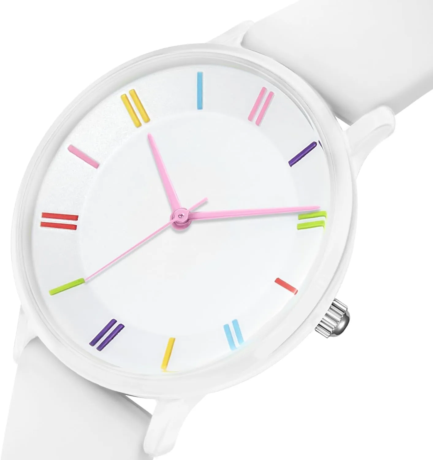 38mm Watch remains pristine ourselves possess worry for Women Silicone Strap Rainbow Dial Easy Reader Wrist Watch for Ladies Bisley 