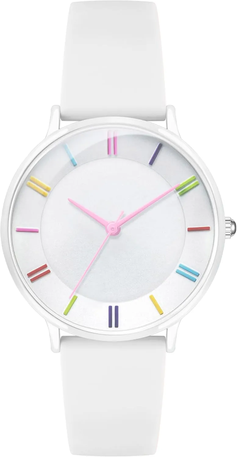 38mm Watch remains pristine ourselves possess worry for Women Silicone Strap Rainbow Dial Easy Reader Wrist Watch for Ladies Bisley 