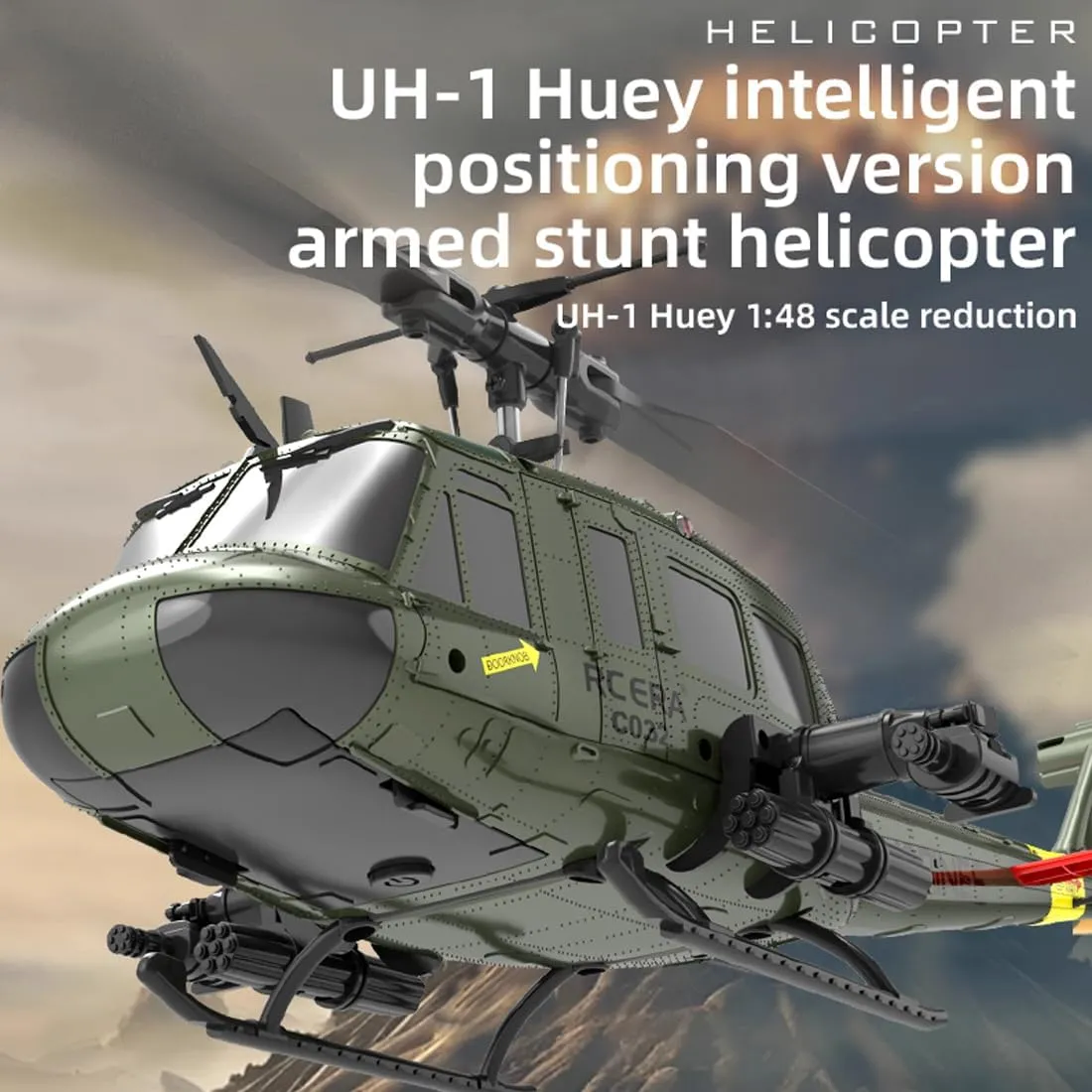 3D Inverted Flight for Adults cable revolve pancreas Enthusiasts C032 UH-1 Huey Flybarless RC Era Helicopters for Adults Beginners, 1/48 Scale 6CH 2.4G 6-Axis Gyroscope Stabilization, with Altitude Hold & 