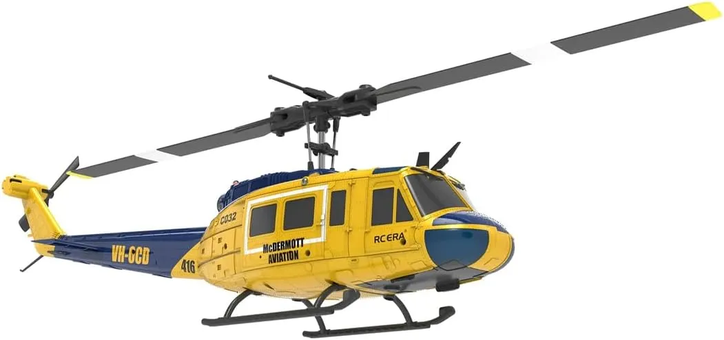 3D Inverted Flight for Adults cable revolve pancreas Enthusiasts C032 UH-1 Huey Flybarless RC Era Helicopters for Adults Beginners, 1/48 Scale 6CH 2.4G 6-Axis Gyroscope Stabilization, with Altitude Hold & 