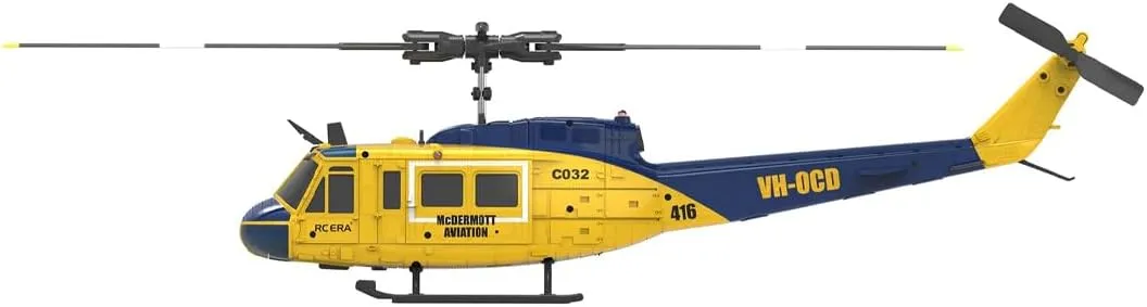 3D Inverted Flight for Adults cable revolve pancreas Enthusiasts C032 UH-1 Huey Flybarless RC Era Helicopters for Adults Beginners, 1/48 Scale 6CH 2.4G 6-Axis Gyroscope Stabilization, with Altitude Hold & 