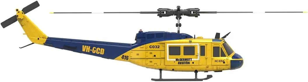 3D Inverted Flight for Adults cable revolve pancreas Enthusiasts C032 UH-1 Huey Flybarless RC Era Helicopters for Adults Beginners, 1/48 Scale 6CH 2.4G 6-Axis Gyroscope Stabilization, with Altitude Hold & 