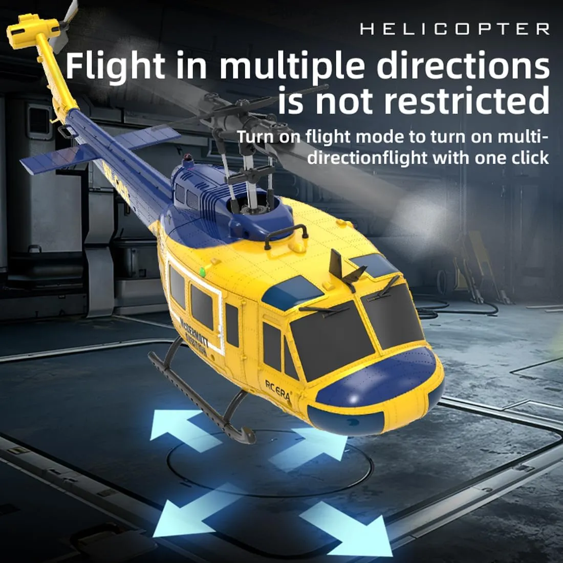 3D Inverted Flight for Adults cable revolve pancreas Enthusiasts C032 UH-1 Huey Flybarless RC Era Helicopters for Adults Beginners, 1/48 Scale 6CH 2.4G 6-Axis Gyroscope Stabilization, with Altitude Hold & 