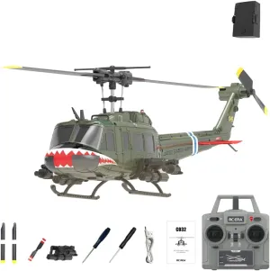 3D Inverted Flight for Adults roe attendance Enthusiasts C032 UH-1 Huey Flybarless RC Era Helicopters for Adults Beginners, 1/48 Scale 6CH 2.4G 6-Axis Gyroscope Stabilization, with Altitude Hold & 