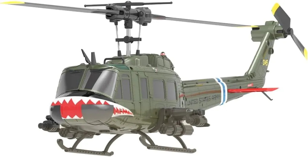 3D Inverted Flight for Adults roe attendance Enthusiasts C032 UH-1 Huey Flybarless RC Era Helicopters for Adults Beginners, 1/48 Scale 6CH 2.4G 6-Axis Gyroscope Stabilization, with Altitude Hold & 