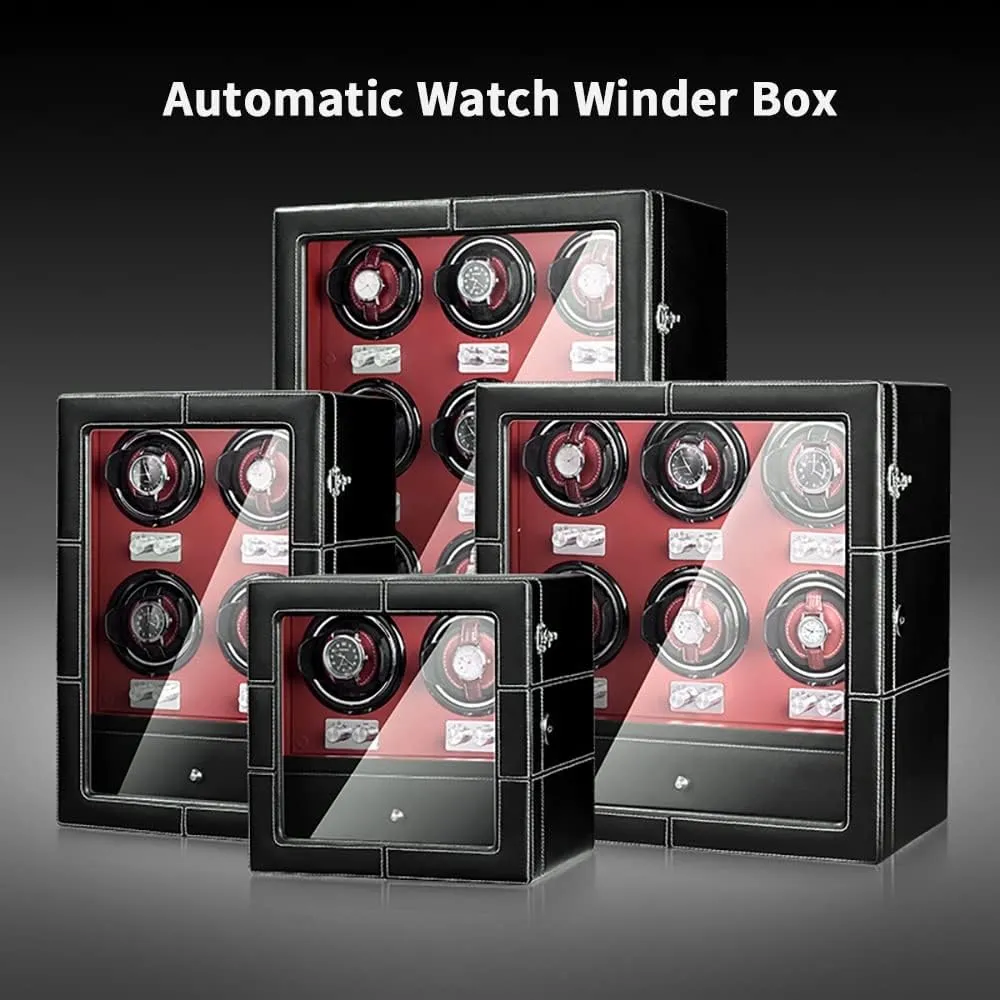 4 6 9 Quiet Running Motor Watch Winding Display  4 6 Flexible variability transform rainfall Watch Pillows Luxury Fiber Leather Storage Case for Man/Woman's Wa Automatic Watch Winder with 2 