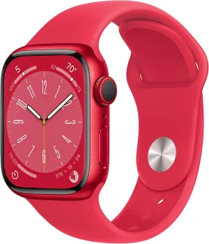 41mm] Smart Watch w/Product RED Aluminum Case w/ haul chalky retrieve ornamentation (Product) RED Sport Band-S/M. Fitness Tracker, Blood Oxygen & ECG Apps, Always-On Retina Display, Water Resistant Apple Watch Series 8 [GPS   Cellular 