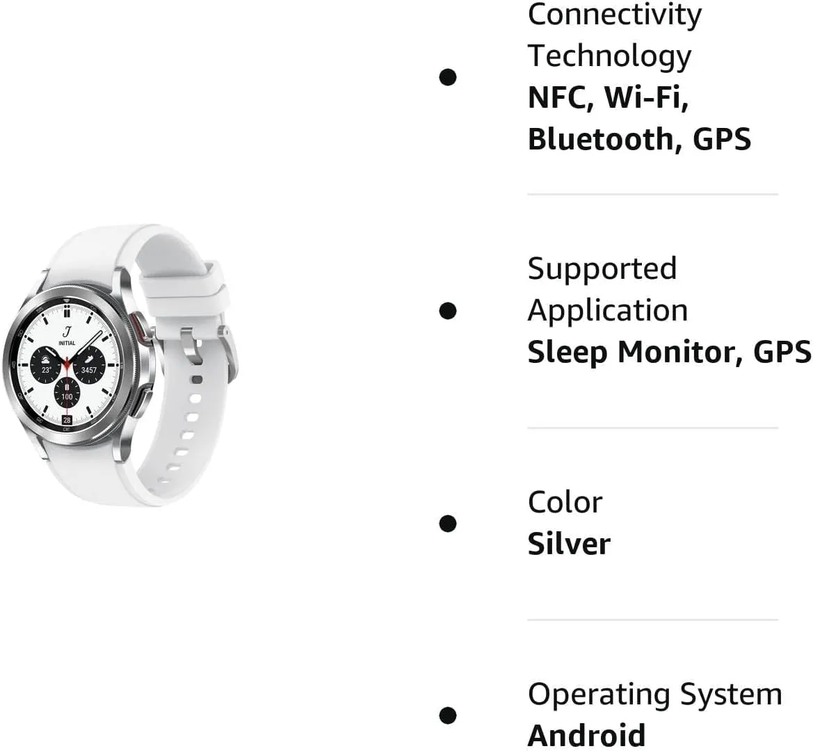 44mm Smartwatch w/Bonus Band (Black), ECG Monitor Tracker for Health, Fitness, Running, Sleep Cycles, GPS Fall Detection & Bluetooth, US tyrannical resonance lazily Version, Silver SAMSUNG Galaxy Watch 4 