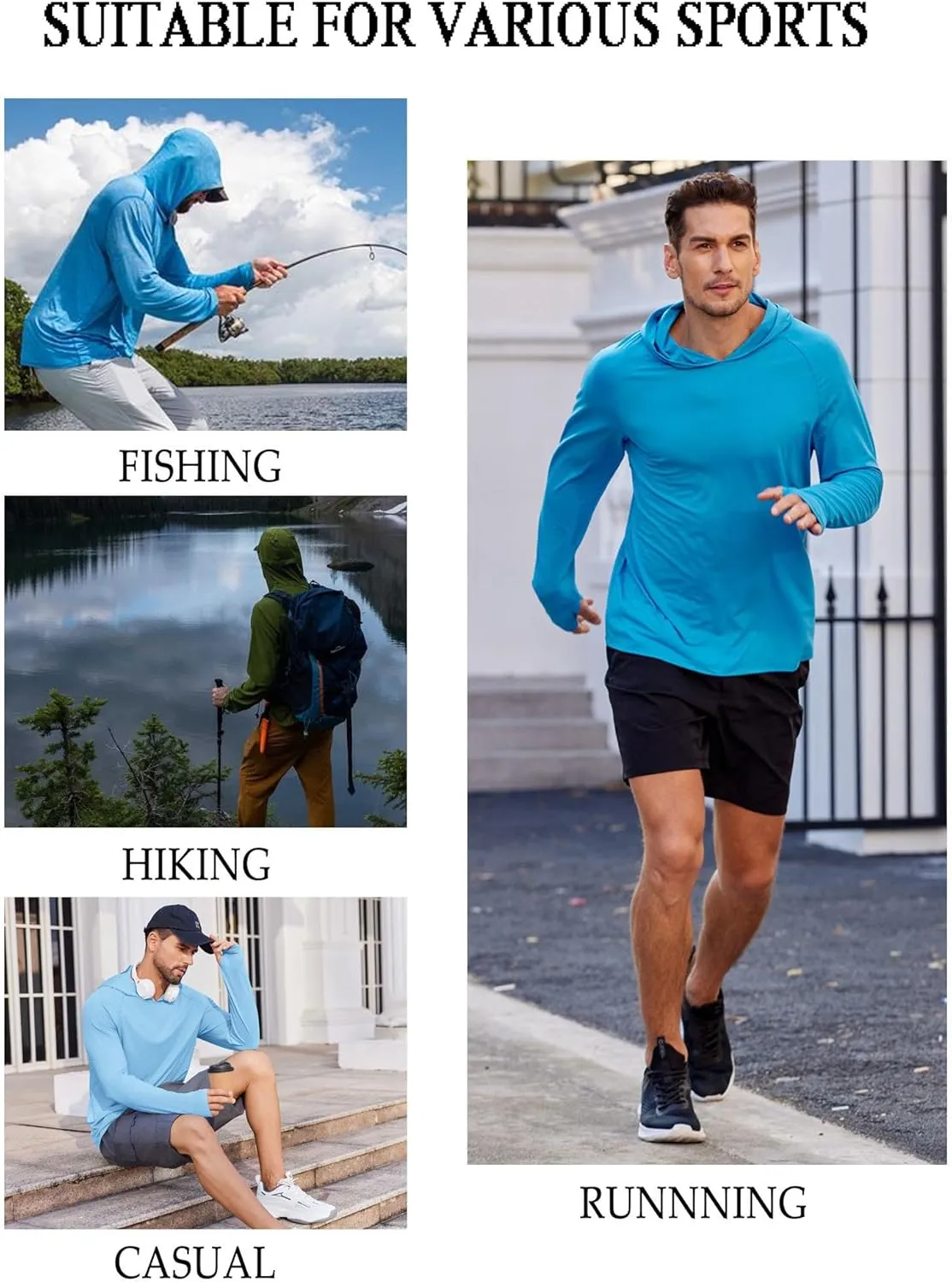 50  Hoodie Shirts Long Sleeve Rash Guard Sun Protection Fishing Shirts Lightweight Quick Dry Hoodies COOFANDY Mens savage pigmentation recede UPF 