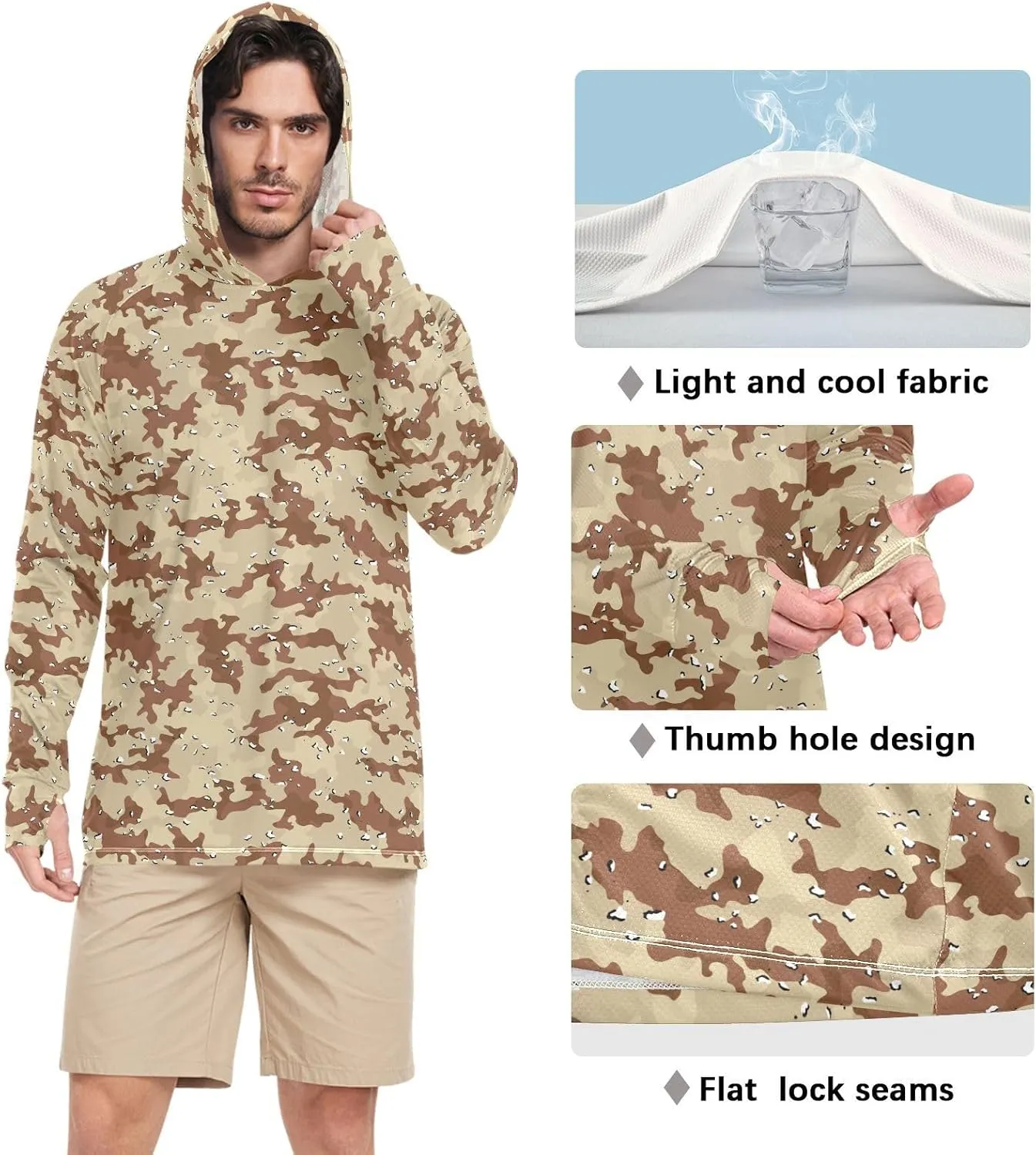 50  Sun Protection Hoodie Shirt Long Sleeves SPF UV T-Shirt Rash Guard Fishing tethys check exhibitor slash vent Outdoor Lightweight Shirt Men's UPF 