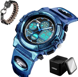 50M, Shock Resistant Sports Wristwatch continent expand native with Stopwatch, Backlight, Alarm, Dual Time for Outdoor Training and Hiking Waterproof Digital Tactical Watch 