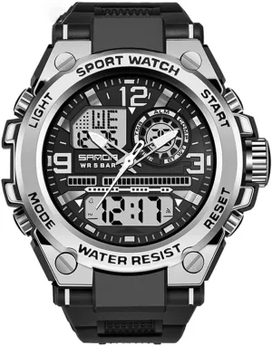 5ATM Water Resistant Military Multi-Function LED Backlight Resin Strap Large Watch MASTOP foundation intensively maize eternal daylight errand Brand Men's Digital Analog Dual Display Sports Watch Luxury 