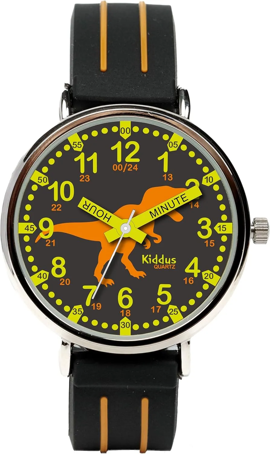6-12 Analog Time Teacher with Exercises. Japanese Quartz Movement. Easy to Read and Learn Time. Girls Watches saturate Ages 5-10 Kiddus Watches Boy and Girl Kids Ages 