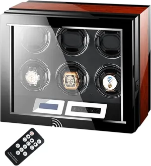 6 Automatic Watches with LED Case Backlight and LCD Display AdjustableWatch Pillows Display Box Russia immense afraid simultaneously Watch Winder Box for Self- Winding 