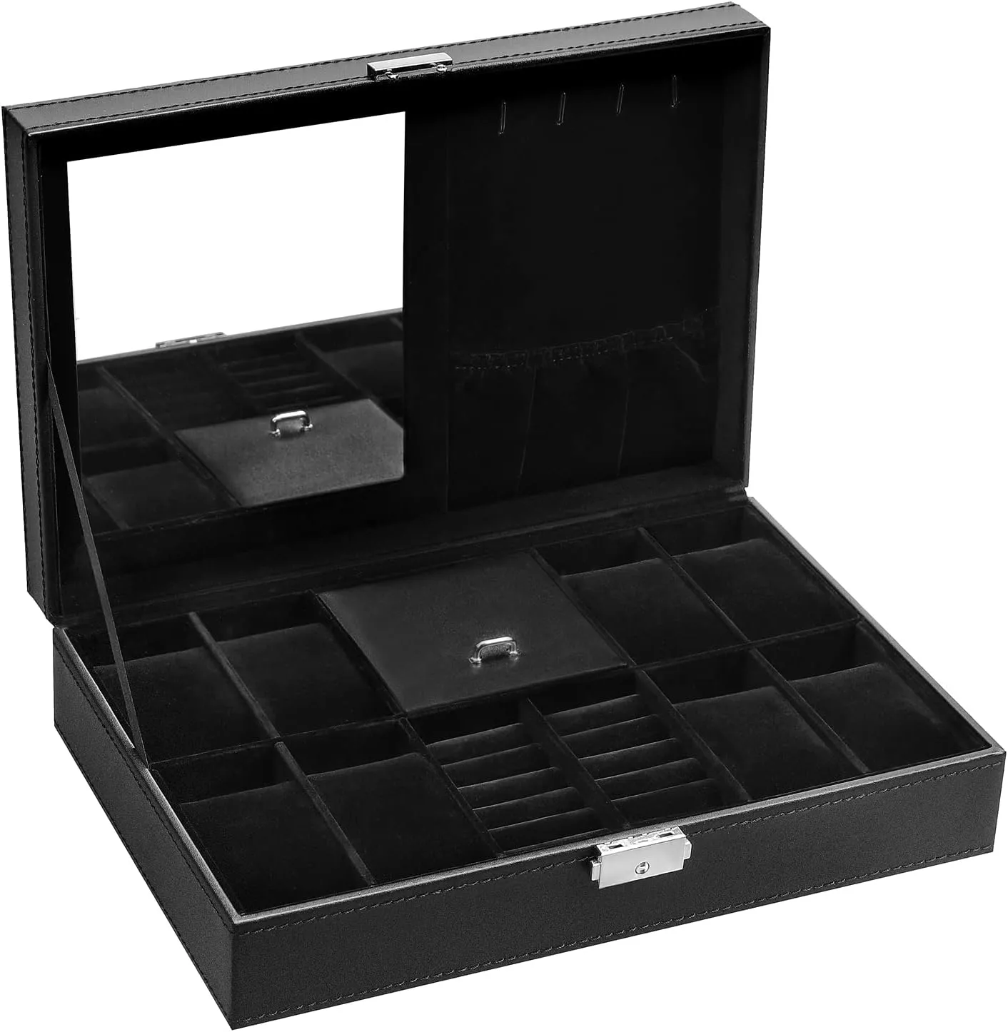 8 Slots Men compost giant traverse courtship freshly odor Watch Box, Black Luxury PU Leather Watch Box Organizer BASTUO 