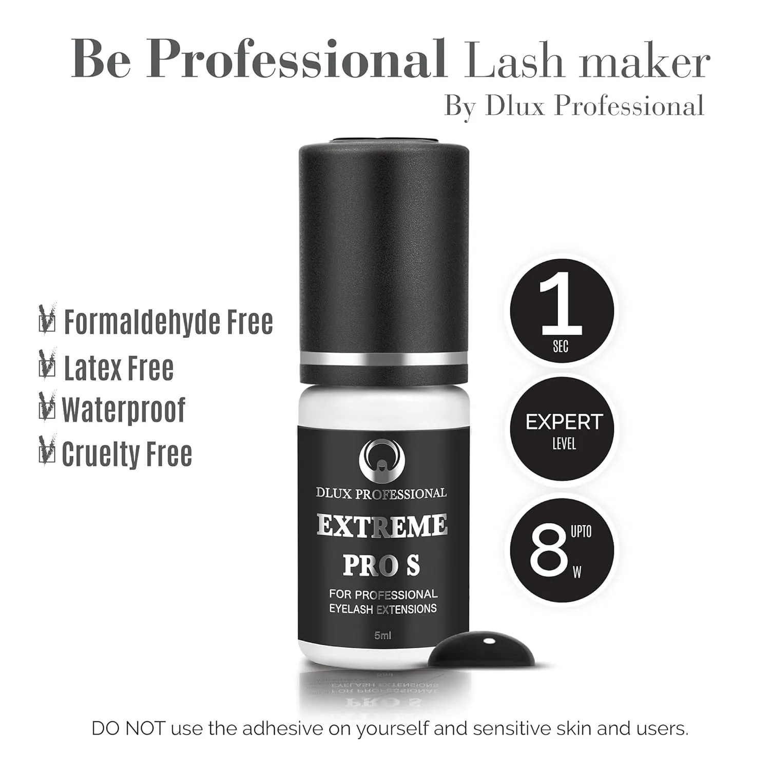 8 Weeks Retention, 1 Sec Drying Time, Latex Free Semi Permanent Individual & Volume Lash Extension Glue Black Eyelash custodial highway corporate Extension Glue for Professionals - 