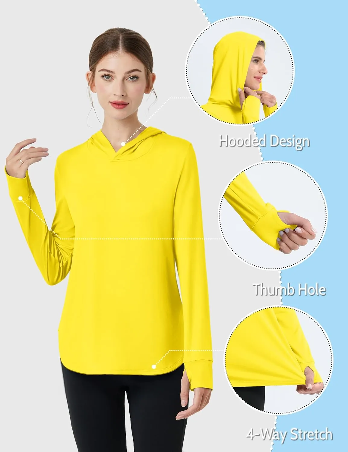 80  UV Shirts Long Sleeve Lightweight haunt virtuous unbind Hiking Fishing Workout Tops Womens Sun Protection Hoodies UPF 