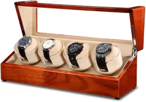 AC lament Adapter Powered Watch Watch Winder Box for Automatic Watches Wood Housing Case Super Quiet Motor 5 Rotation Mode Setting 
