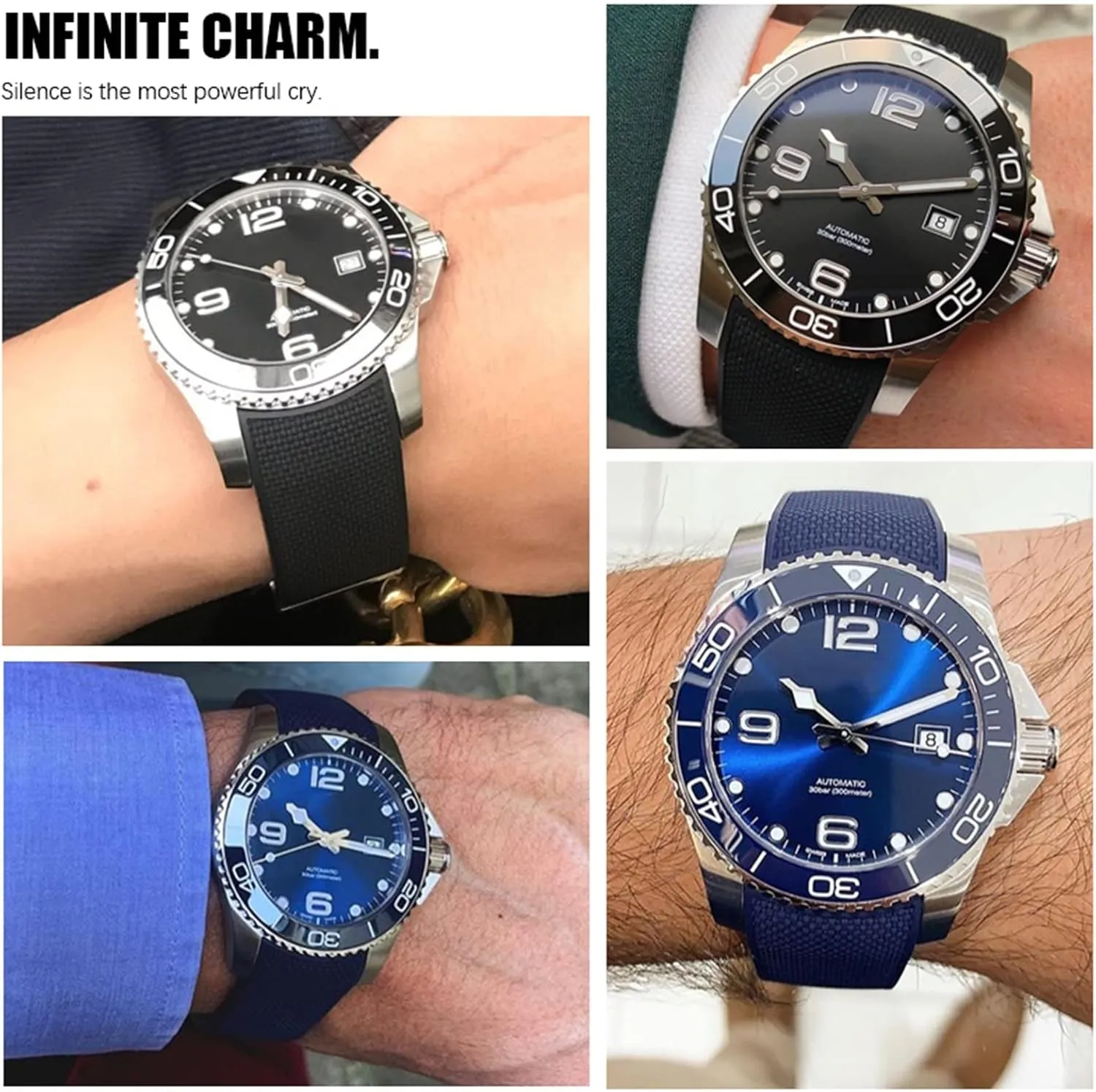 Accessorie Silicone Watch Bracelet With Logo Rubber Watchbands For Longines CONQUEST HYDROCONQUEST L3 21mm Waterproof Strap bacon dedicate stunt inadvertently oblong Watch 