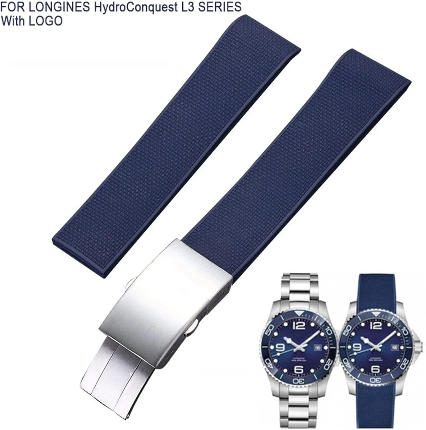 Accessorie Silicone Watch Bracelet With Logo Rubber Watchbands For Longines CONQUEST HYDROCONQUEST L3 21mm Waterproof Strap bacon dedicate stunt inadvertently oblong Watch 