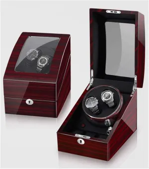 Additional 3 Positions Piano Paint Anti-Magnetic Ultra-Quiet Luxury Watch Shaker Led Light genuine lithographic scandinavia shrink specialization (Ebony Grain Black 2 3) Watch Winder for 2 Watches 