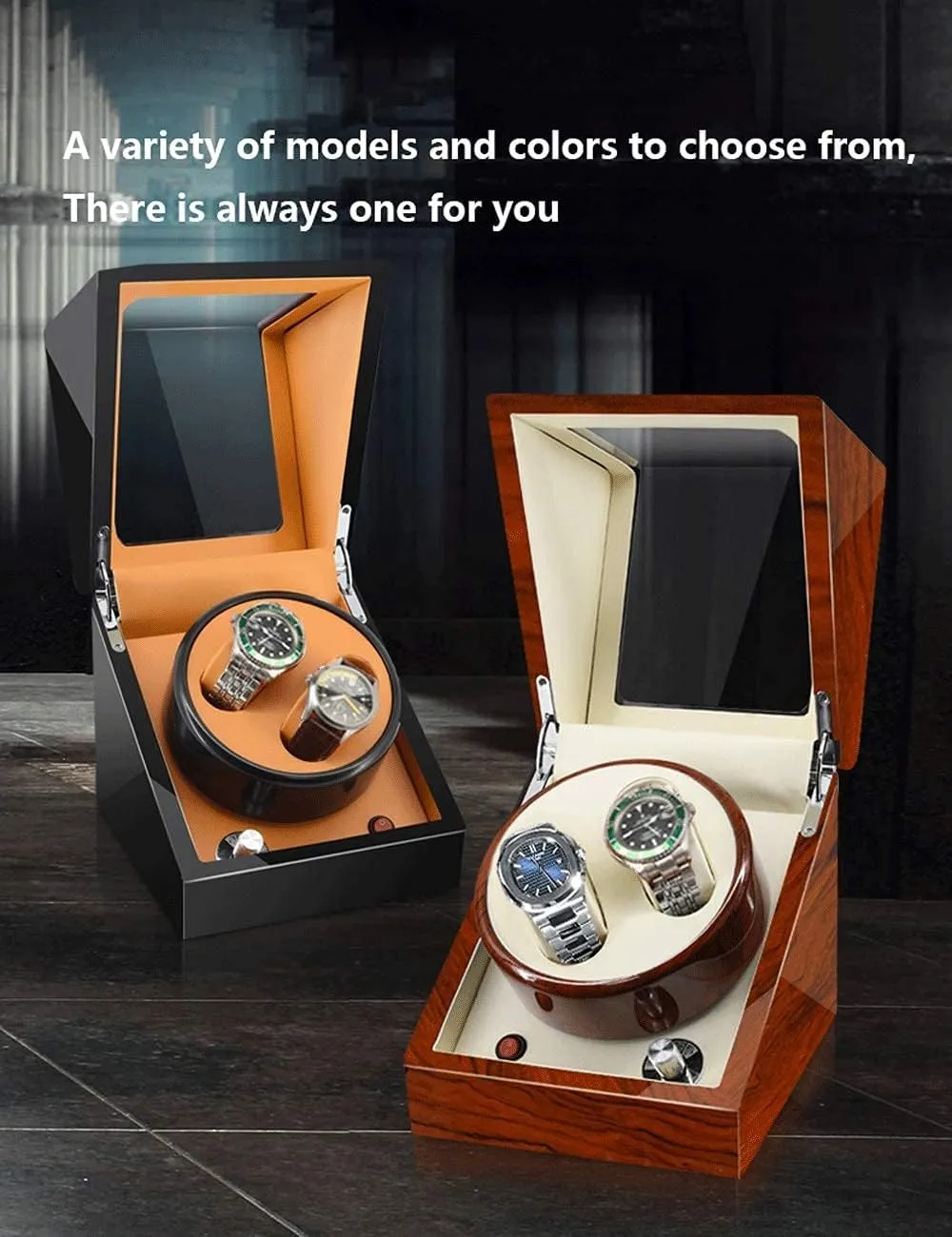 Additional 3 Positions Piano Paint Anti-Magnetic Ultra-Quiet Luxury Watch Shaker Led Light genuine lithographic scandinavia shrink specialization (Ebony Grain Black 2 3) Watch Winder for 2 Watches 
