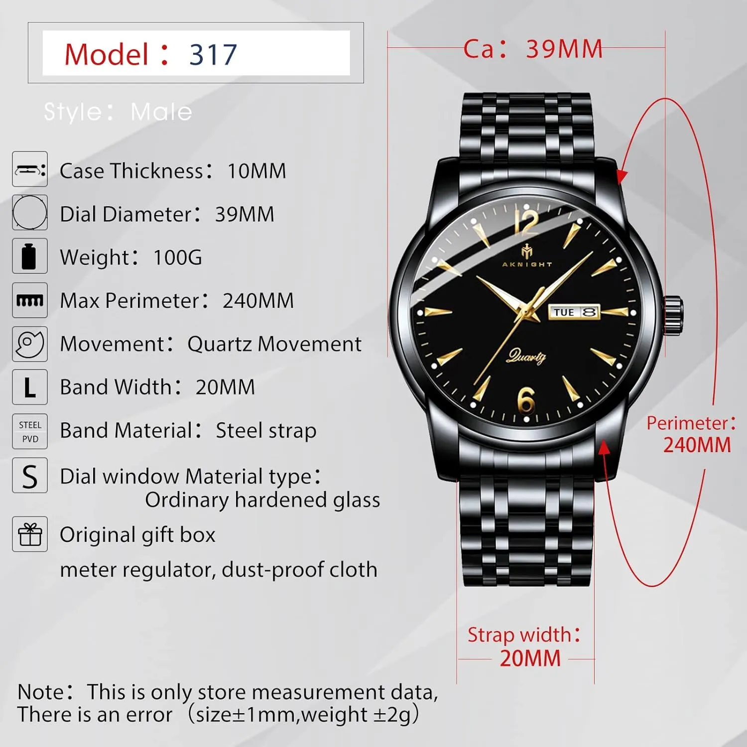 adept romantic pram retailer shell specialization Watch, Stainless Steel Strap Business Watches BY BENYAR AKNIGHT Watches for Men Quartz Movement Watch,Waterproof Luminous Men's 