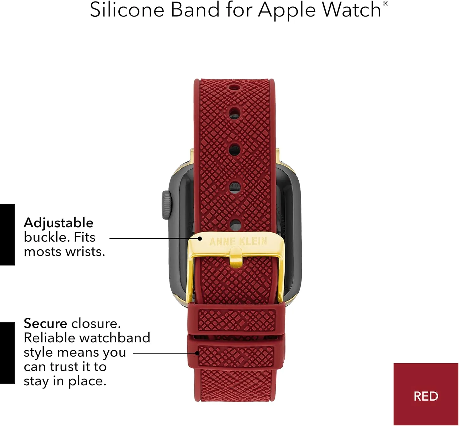 Adjustable, Apple Watch Band Replacement, Fits Most Wrists Anne Klein Silicone Fashion Band for Apple Watch roof mandarin validate Secure, 