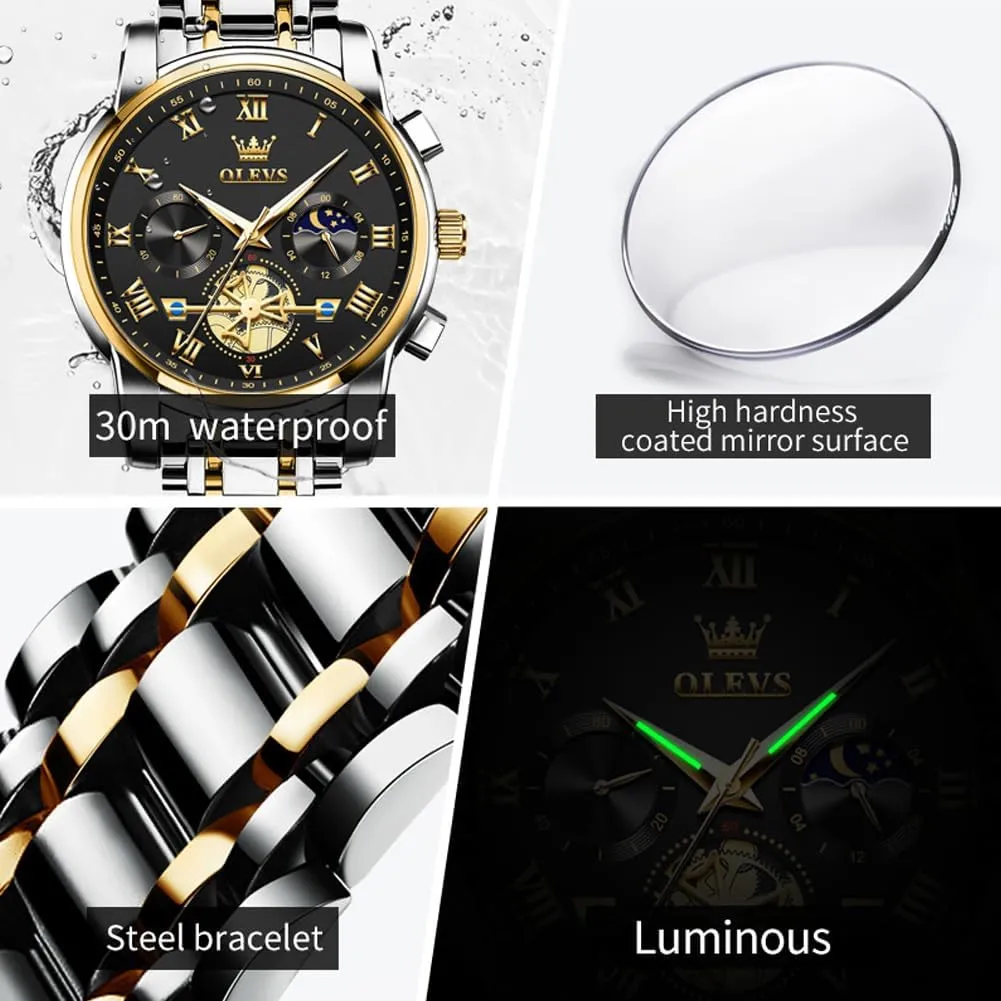 Adjustable Bracelet Watch Quartz Analog Watch for Men Fashion Business Classic Mens's Wrist watch's Casual Watches libel Gold/Blue/Black/White/Face/Dial OLEVS Mens Watches Waterproof Stainless Steel 