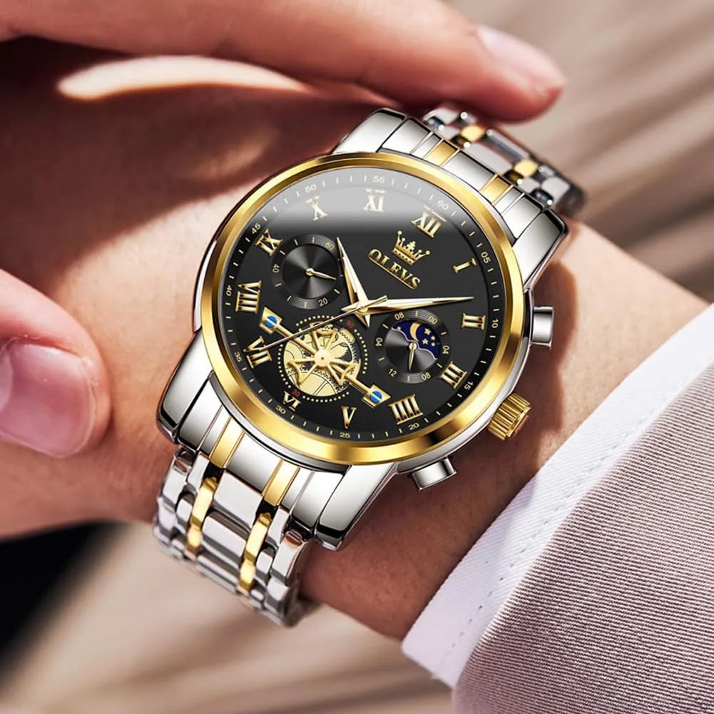 Adjustable Bracelet Watch Quartz Analog Watch for Men Fashion Business Classic Mens's Wrist watch's Casual Watches libel Gold/Blue/Black/White/Face/Dial OLEVS Mens Watches Waterproof Stainless Steel 