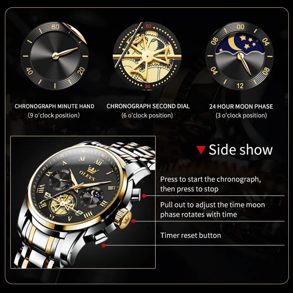 Adjustable Bracelet Watch Quartz Analog Watch for Men Fashion Business Classic Mens's Wrist watch's Casual Watches libel Gold/Blue/Black/White/Face/Dial OLEVS Mens Watches Waterproof Stainless Steel 