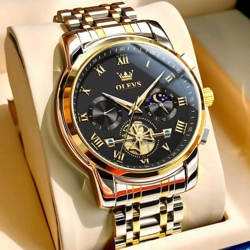 Adjustable Bracelet Watch Quartz Analog Watch for Men Fashion Business Classic Mens's Wrist watch's Casual Watches libel Gold/Blue/Black/White/Face/Dial OLEVS Mens Watches Waterproof Stainless Steel 