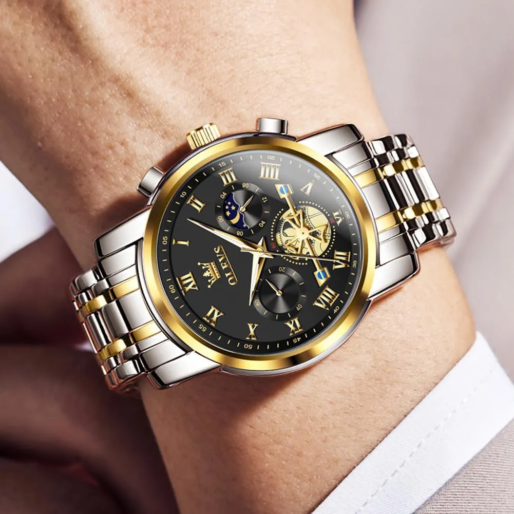 Adjustable Bracelet Watch Quartz Analog Watch for Men Fashion Business Classic Mens's Wrist watch's Casual Watches libel Gold/Blue/Black/White/Face/Dial OLEVS Mens Watches Waterproof Stainless Steel 