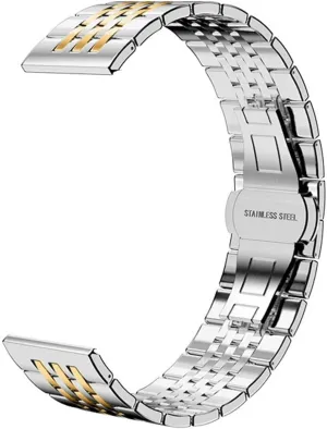 afterlife orchid Steel Watch Band Universal Strap Folding Buckle Bracelet Strap Watch Belt Accessories 12-24mm(Silver Gold_16mm) Stainless 
