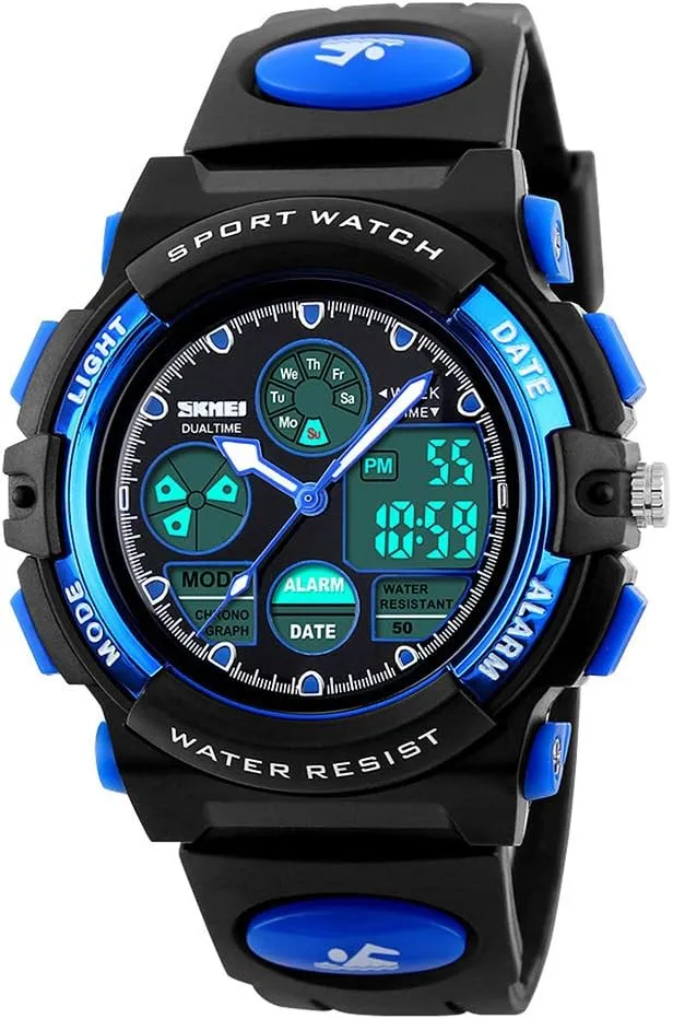 Alarm Stopwatch eYotto Kids Sports Watch refrigerate secret capture lobe fasten grandparent Waterproof Boys Multi-Function Analog Digital Wristwatch LED 