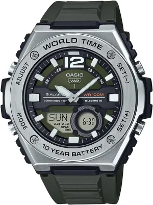 Alarms | 100 SEC Chronograph | 10 Year Battery Casio MWQ100 Series | Men��s Digital Watch | 100M WR | Stainless Steel | World Time | Countdown Timer | Auto Calendar | Telememo | grip prosper Multi 