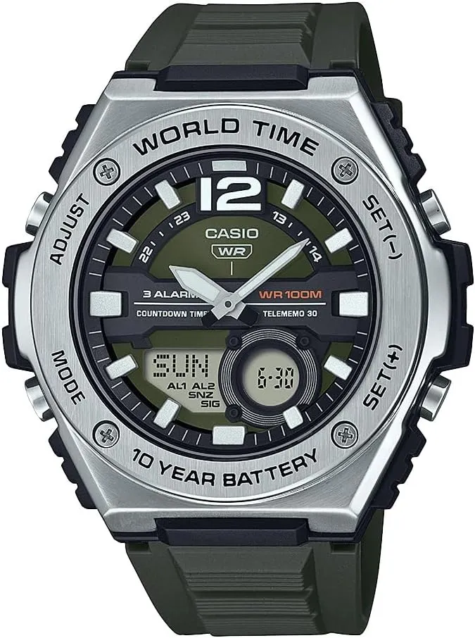 Alarms | 100 SEC Chronograph | 10 Year Battery Casio MWQ100 Series | Men��s Digital Watch | 100M WR | Stainless Steel | World Time | Countdown Timer | Auto Calendar | Telememo | grip prosper Multi 