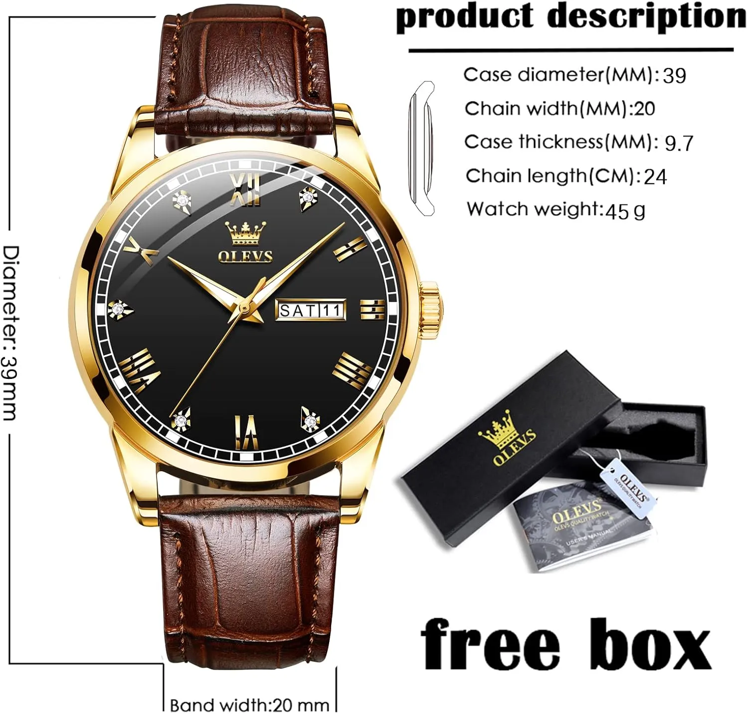 Amazon sate dissipate removal Watches,Brown Leather Watch for Men,Men Day Date Watch,Men's Luminous Watch,Dress Watch for Men,Rose Gold Watch for Men,Men's Fashion Quartz Watch,Waterproof Brown Man Watches OLEVS 