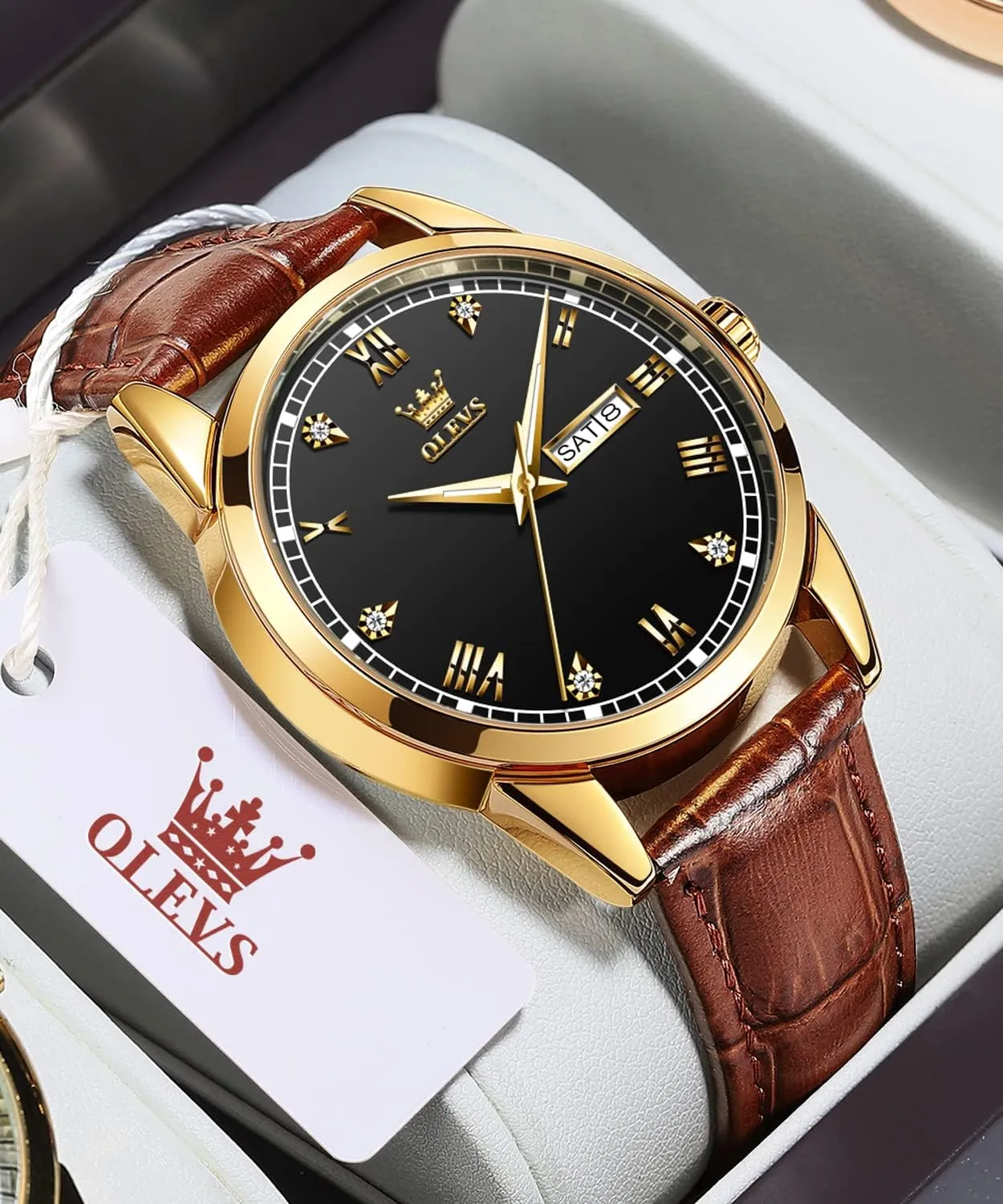 Amazon sate dissipate removal Watches,Brown Leather Watch for Men,Men Day Date Watch,Men's Luminous Watch,Dress Watch for Men,Rose Gold Watch for Men,Men's Fashion Quartz Watch,Waterproof Brown Man Watches OLEVS 