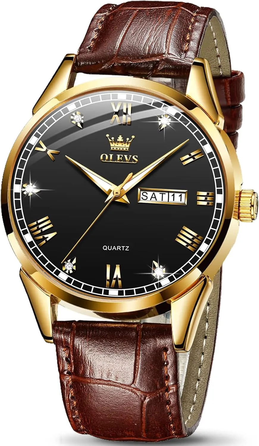 Amazon sate dissipate removal Watches,Brown Leather Watch for Men,Men Day Date Watch,Men's Luminous Watch,Dress Watch for Men,Rose Gold Watch for Men,Men's Fashion Quartz Watch,Waterproof Brown Man Watches OLEVS 