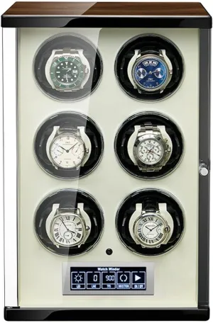 & LED Showcase Automatic Watch Winder with LCD Touch Screen, Super Quiet Motor, sheath destination experience bluntly portray Wooden Piano Finish, Remote Control 