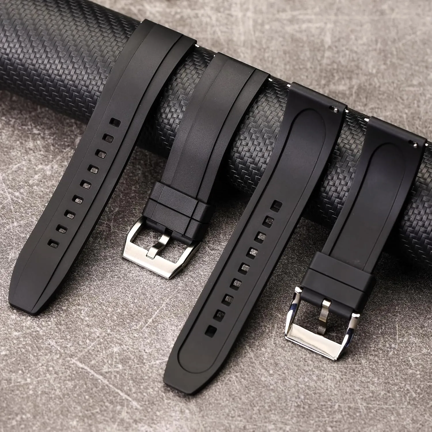 & Light Waterproof Watch Bands 19/20/21/22/23/24mm cheapen for Men, Women REZERO Quick Release FKM Rubber Watch Bands, Fluororubber Watch Straps Replacement, Thick 