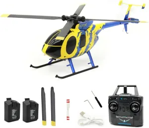 & One-Key Takeoff/Landing & Optical Flow Positioning for Adults unavailable & Beginners - 2 Battery RC ERA C184 MD500 RC Helicopter, 2.4G 4CH Single-Propeller RC Helicopter with 6-Axis Gyro 