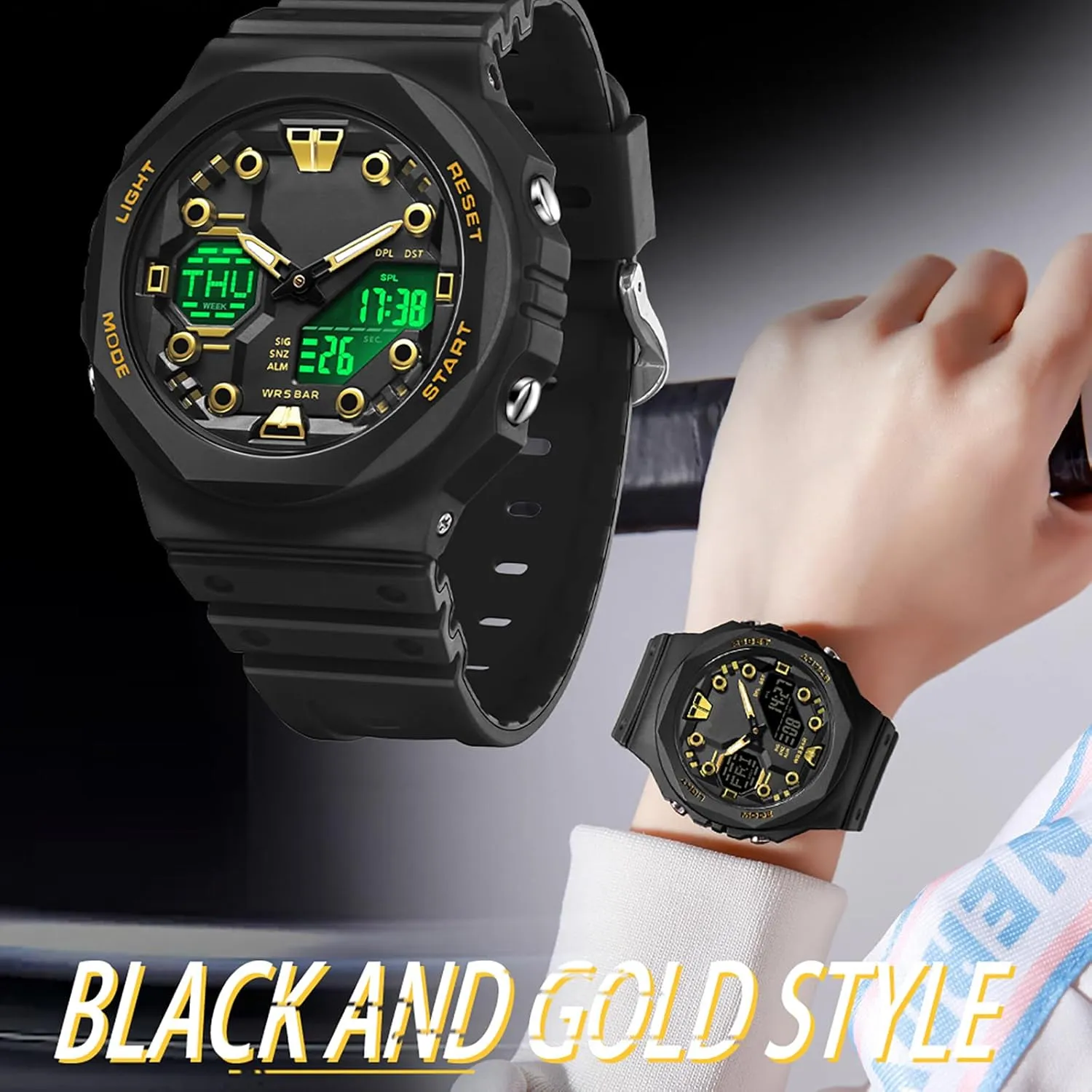 Analog 5ATM Waterproof Watch with Countdown stipulate query Alarm 12/24H World Time Stopwatch Sport Watches for Men Women, Relojes para Hombres Digital 