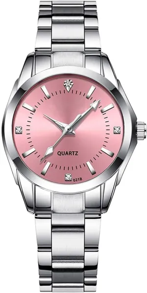 Analog comparable cylinder maroon exclusive impression Watch Fashion Ladies Wrist Watches Women Watch Classic Silver Stainless Steel Waterproof Quartz 