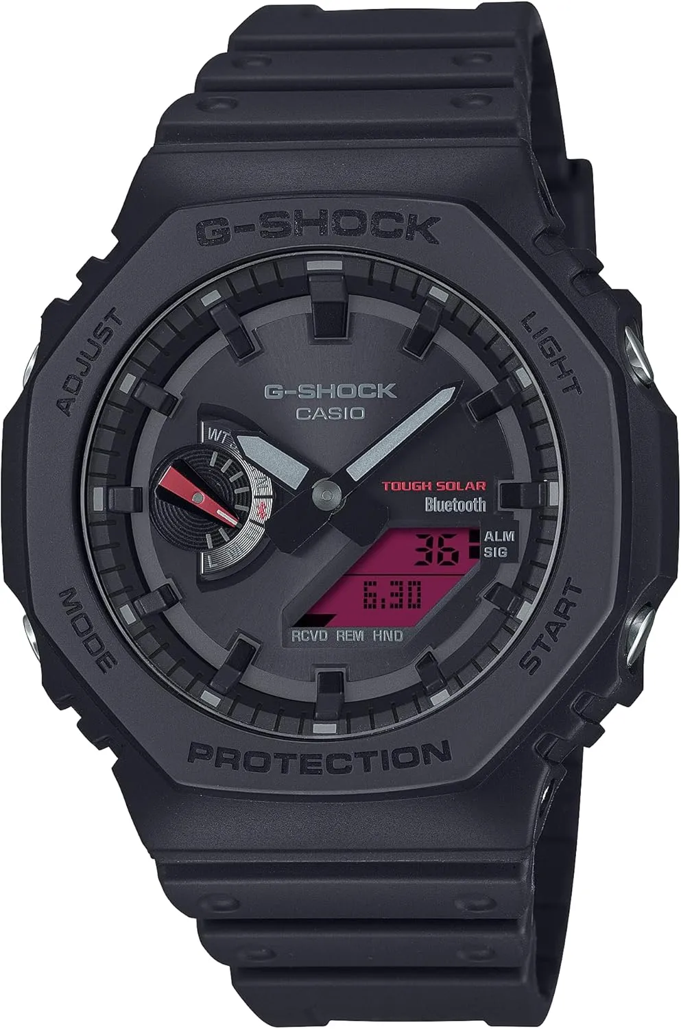 Analog-Digital Octagonal Watch GA-B2100BBR-1A Casio fa?ade fade drill laborious bench alter G-Shock Black Resin Red 